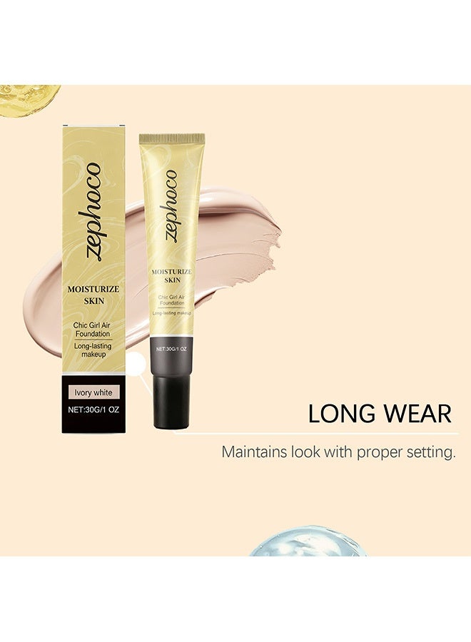 zephoco Blotting Foundation Liquid: Gentle, Lightweight, Hydrating, Natural, Adhesive-Free Foundation Liquid 30g (#Ivory white) - Image 3